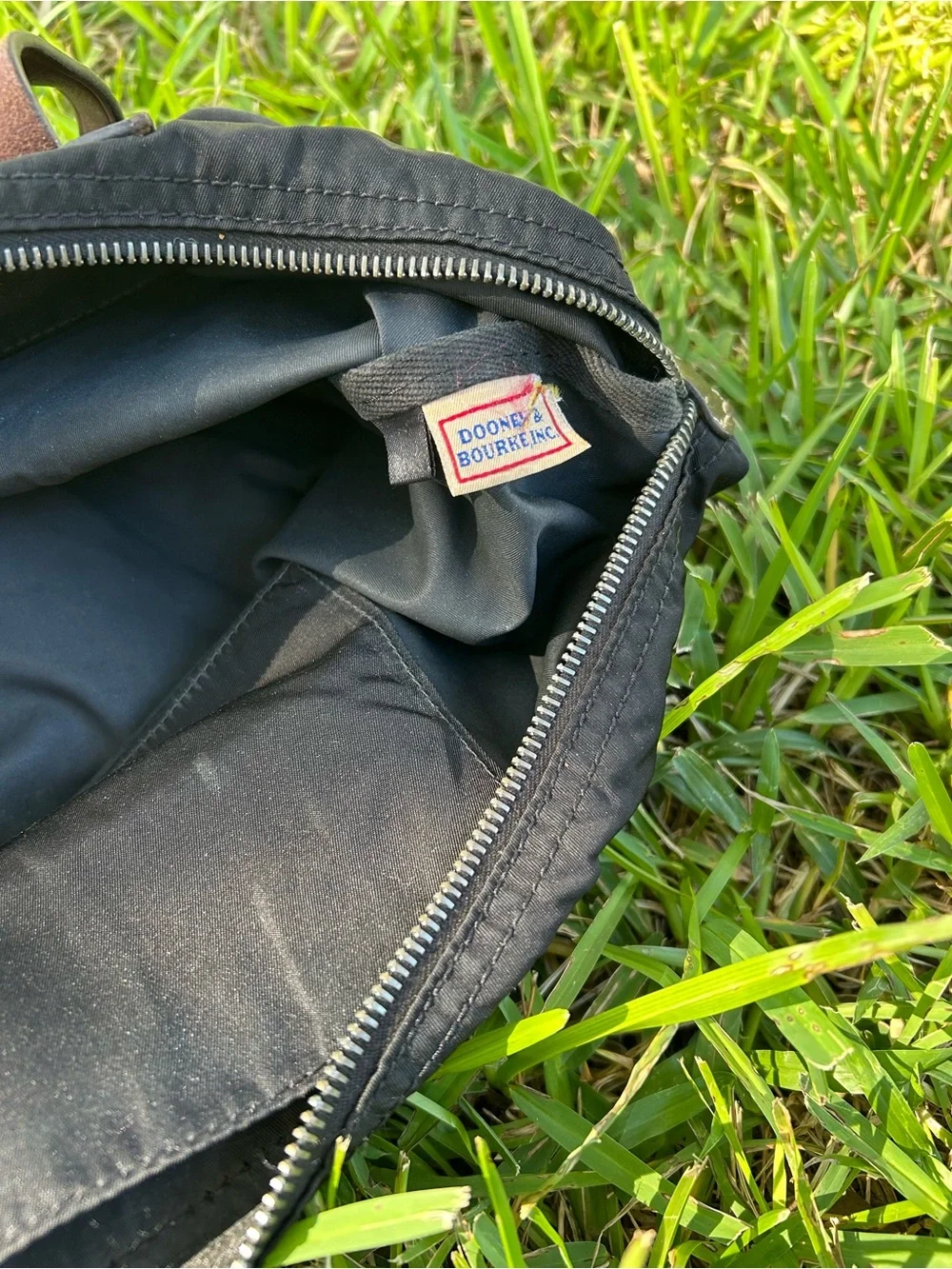 Vintage Dooney & Bourke Black Nylon Duffel with Brown Leather Trim